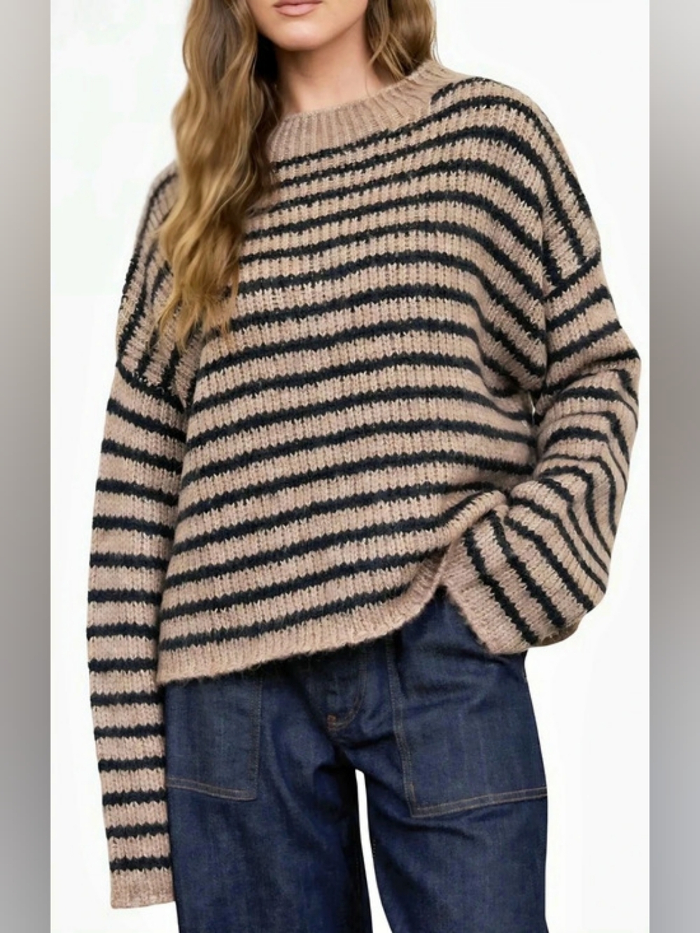 NWT Stripe Mock Neck Sweater Blu Pepper